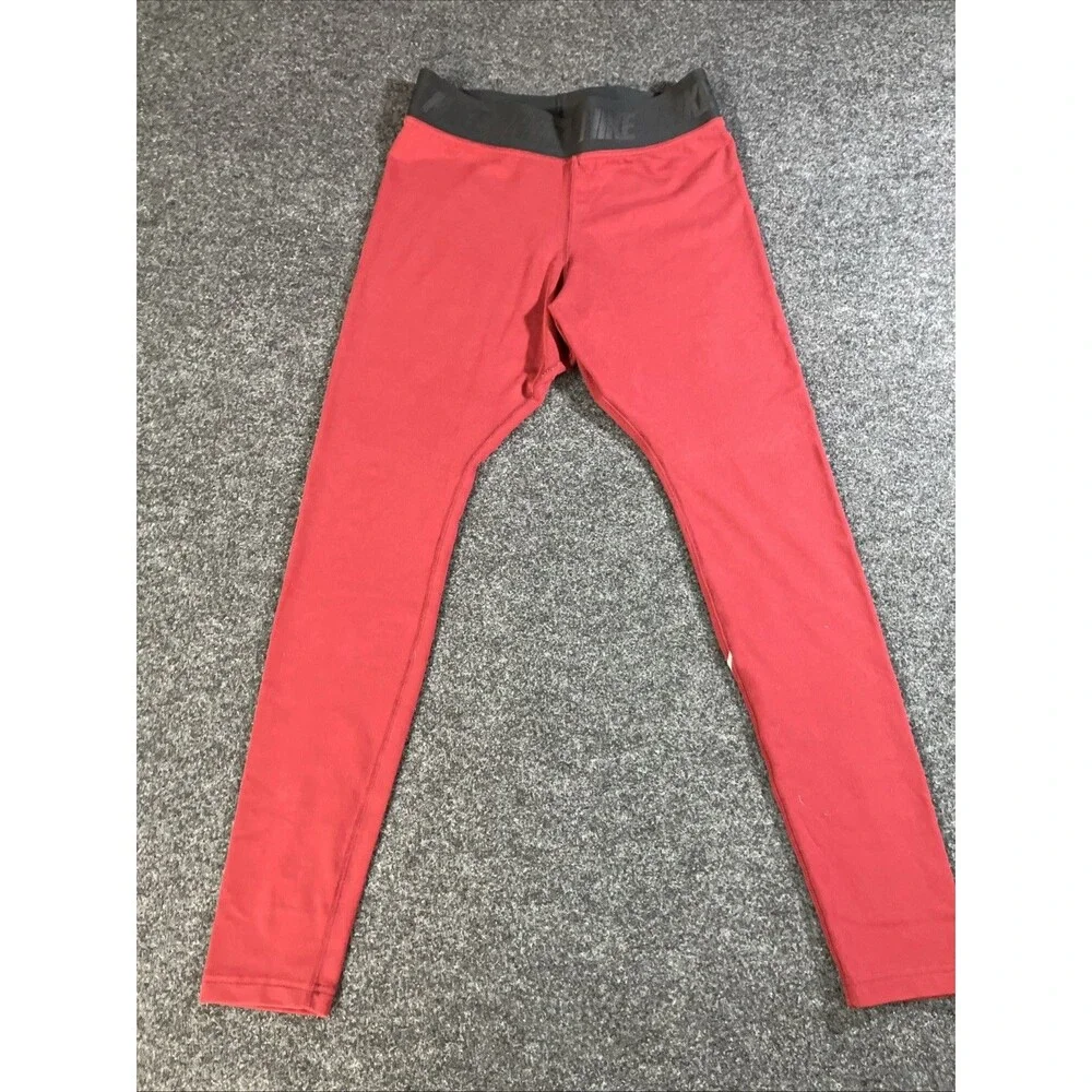 Nike Womens Futura Logo Leggings High Waisted Dark Red Burgundy Tight Pants Sz M
